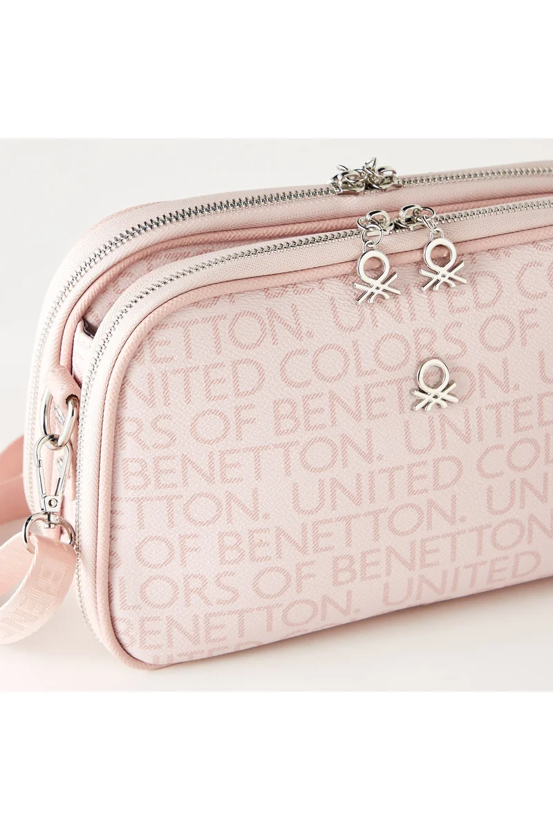 United Colors Of Benetton Printed Crossbody Bag with Detachable Strap